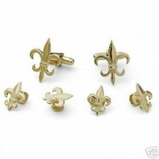 Fleur de lis Cufflink and Stud Set Gold Finish
