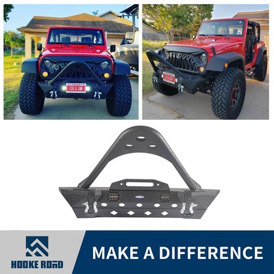 Hooke Road Front Bumper w/ LED Lights for 07-18 Jeep Wrangler JK Stinger Stubby