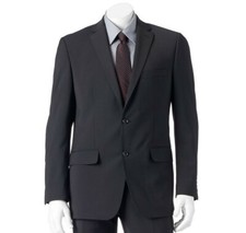 Marc Anthony Slim-Fit Shadow-Striped Wool Black Jacket sz 44 Long