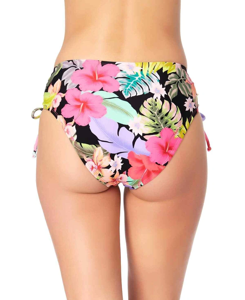 California Waves Juniors Floral Print High Waist Bikini Bottoms - M - Multicolor - Image 2 of 3