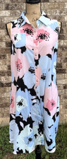 Women Calvin Klein Collared Button-Down Sleeveless A-Line Dress Floral Size 10