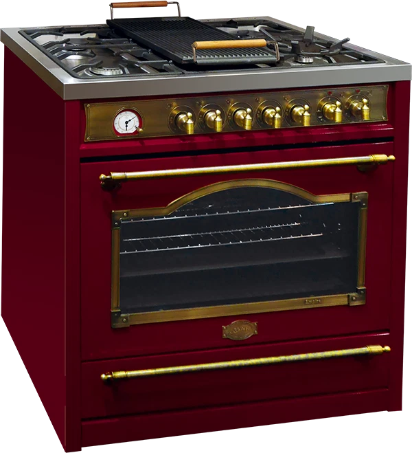 Set Kaiser A 9315 Rot Dunstabzugshaube 90cm Gas Elektro Standherd HGE 93555 Rot - Bild 3 von 4