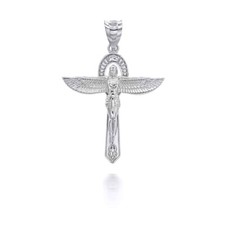 Silver Ancient Egyptian Goddess Isis Ankh Pendant Necklace