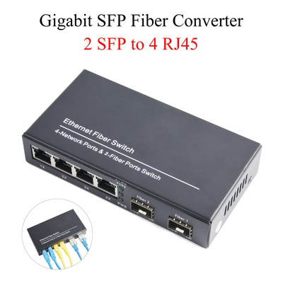 1PCS Gigabit SFP Media Converter 2 SFP to 4 RJ45 With 3KM/20KM LC/SC SFP Module