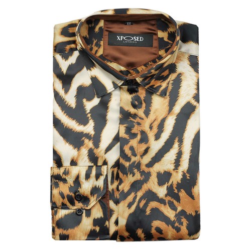 Mens Gold Leopard Rosettes Animal Print 