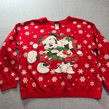 Disney Mickey Minnie Mouse Christmas Red Snowflake Sweatshirt LS42117SS XL 15-17