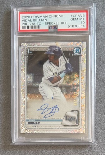 Topps 2020 Bowman Chrome Vidal Brujan Speckle Refractor Auto /299 PSA 10 RC