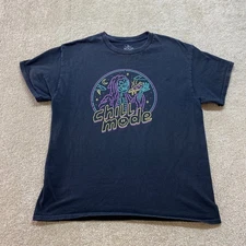 DOM Shirt Mens Large Black Chill Mode Skeleton Pizza Graphic Tee