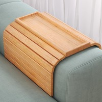 Sofa Tablett Bambus Ablage Rutschfest Flexibel Faltbar Couch Armlehne