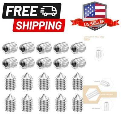 40Pcs Set Screws M5x8mm 304 Stainless Steel Cone Point Hex Socket Grub Screws...