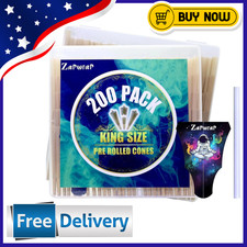 200 Pack Pre Rolled Cones  Natural Slow-Burning Cones Rolling Paper  108mm Kin