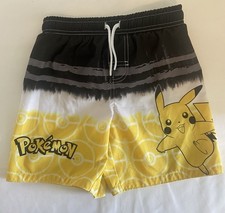 Pok mon Pikachu Boys Swim Shorts Mesh Lined Yellow Black Size 6/7