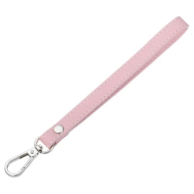 Lanière en cuir pour sac, pochette, portefeuille(rose, fermoir argent) - Photo 1/4