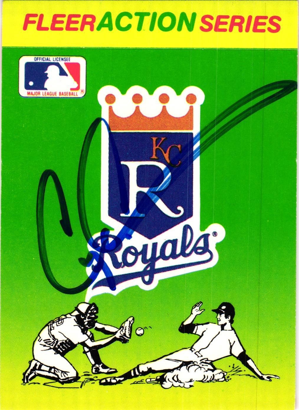 CRAIG CHAMBERLAIN Signed Fleer MLB Baseball Card Sticker ROYALS AUTO