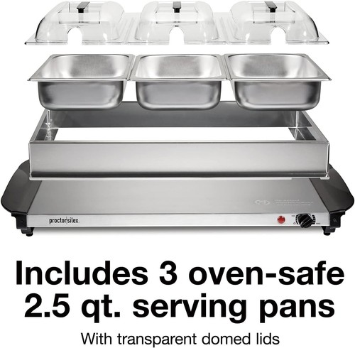 Contactless Serving Buffet Server with 3 Chafing Dishes - Perfect for Parties - Picture 7 of 9
