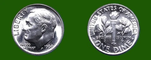 1960-P ROOSEVELT SILVER DIME 10C RARE 'P' IN TOP SOLID GEM-BU++++ HIGH MS++++!!