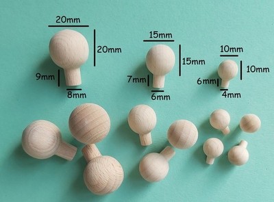 Kleine Holzschüttel Heringe Knöpfe Kugel unbehandelt Massivholz Miniatur Buche Puppe