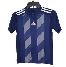 Adidas Boys Climalite Athletic Jersey YSM Blue/White Stripes Sporty Logo Street
