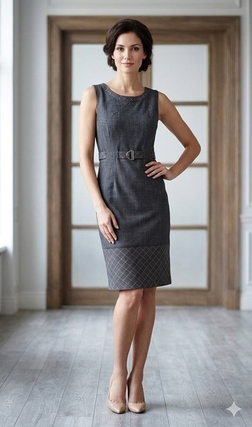 Women Karen Millen Dress Grey Wool M