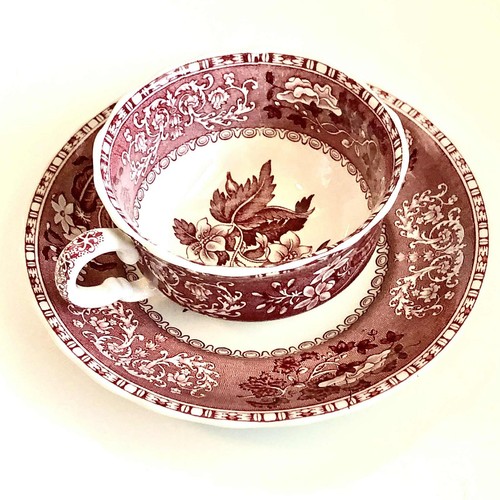 24 PC SPODE Porcelain Retired Pink CAMILLA 12 Teacups 12 Saucers Made In England - Picture 2 of 7