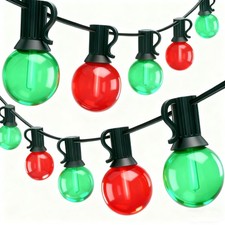 50Ft Red and Green Christmas Lights Outdoor, G40 Globe Patio String Lights wi...