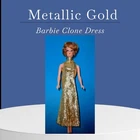 Vintage Barbie Gold Metallic High Collar Dress 1960s