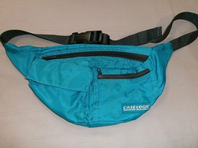 VTG 80s 90S CASE LOGIC FANNY PACK WAIST BAG TAPE CASSETTE BRAND 6''X11'' TEAL BLUE