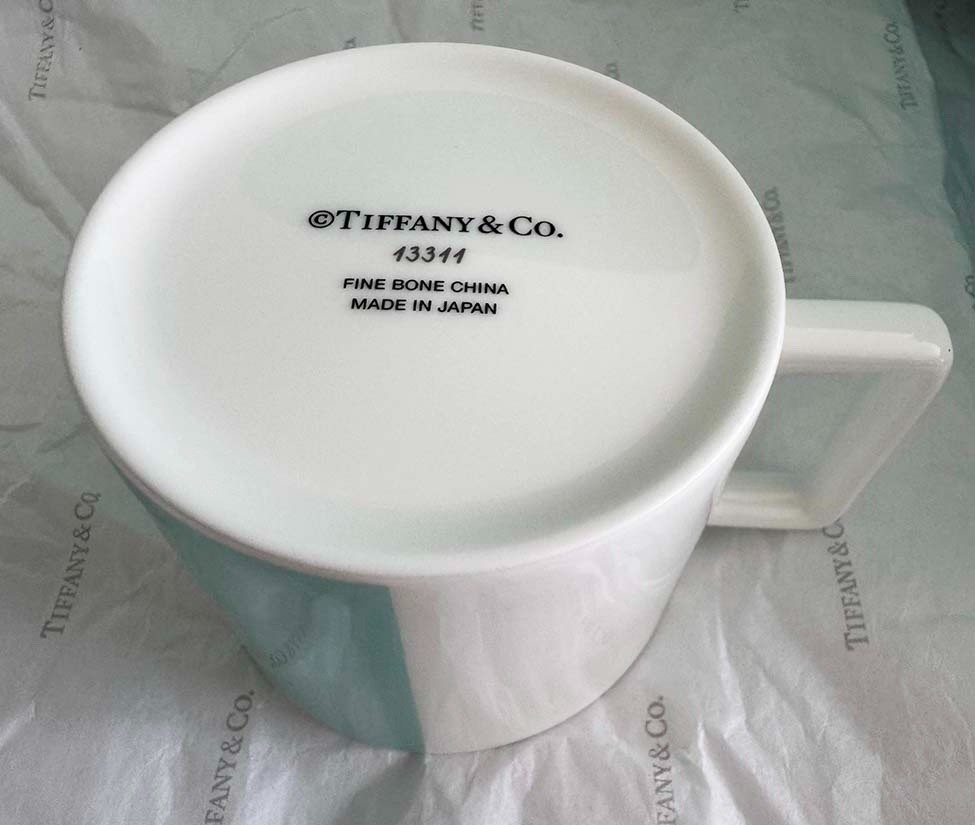 Tiffany &Co COLOR BLOCK TEACUP wSAUCER /r ESPRESSO Blue &White NEW