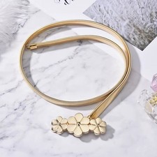 Vintage Disco Snake Chain Women  s Gold Tone Stretchy Belt Flower Buckle 26-36  
