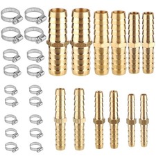 Air Hose Repair Kit, 12pcs Brass Barbed Fittings Medium, gold, silver 