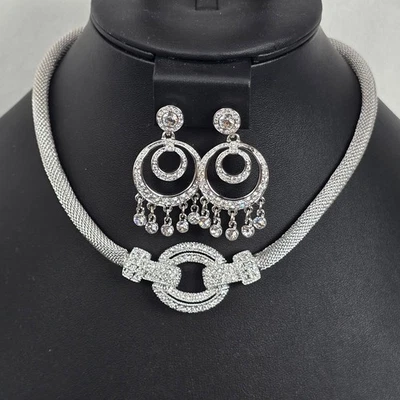 Kenneth Jane Lane Earrings & Jacqueline Bouvier Kennedy Silvertone Pave Necklace - Image 1 of 4