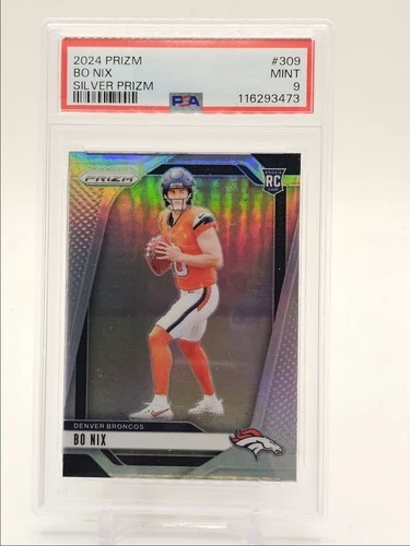 BO NIX 2024 PANINI PRIZM ROOKIE FOOTBALL SILVER BRONCOS G RC PSA 9 Q0004
