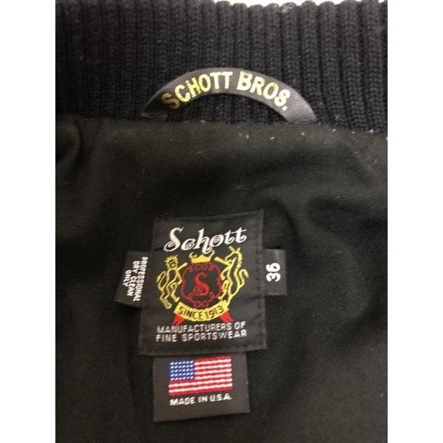 roar x Schott Heavy Wool Blouson Jacket Rhinestone Cross Gun 36 Made in USA image 6