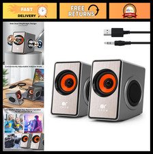 12W Mini Desktop Speakers with Volume Control, USB Powered AUX Speakers for PC/i