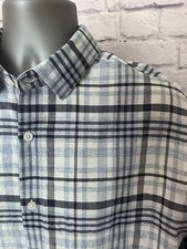 Men s Hart Schaffner Marx Button Down Dress Shirt Blues White Plaid Size XL