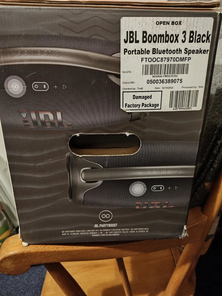 JBL Boombox 3 Black Portable Bluetooth Speaker With Case (Open Box) - Image 3 of 4