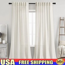 Linen Blend Curtains Light Filtering Drapes Natural Look Ready Made Panels New