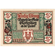 [#291857] Germany, Rothenburg, 50 Pfennig, 1921-06-24, UNC