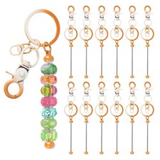 12 Pcs Beadable Keychain, Keychain Making Supplies for DIY Orange Gradient