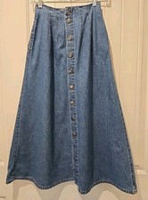 Vtg. Liz Claiborne PETITE Jeans Denim Maxi Skirt Front Pockets Back Tie-Size 2P