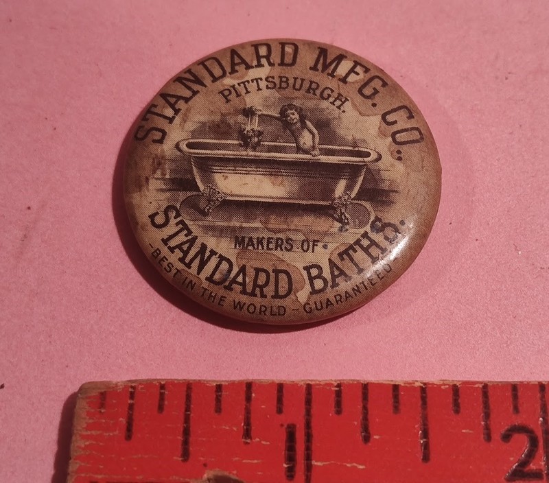 Standard Mfg Co Pittsburgh EARLY Celluloid Pocket Mirror w Little Girl in Tub 