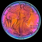 American Silver Eagle Proof 1988 999 Silver Monster Rainbow Toning Uncirculated