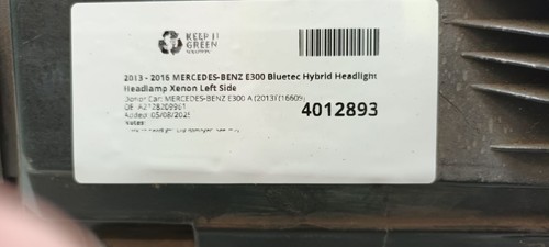 Faro híbrido xenón lado izquierdo mercedes-benz e300 bluetec 2013-2016 - Imagen 9 de 10