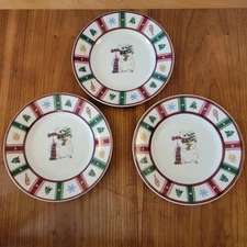 Set of 3 Pfaltzgraff Snow Bear Salad Plates Christmas Holiday 8" Retired Vintage