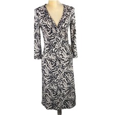 BCBGMaxazria Black Adele Printed Wrap Dress Size Medium