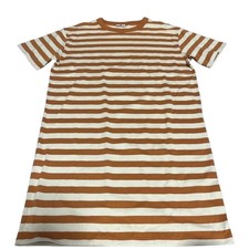 Uniqlo U Border Cut & Sew Dress Brown/Off-White S Summer/Winter