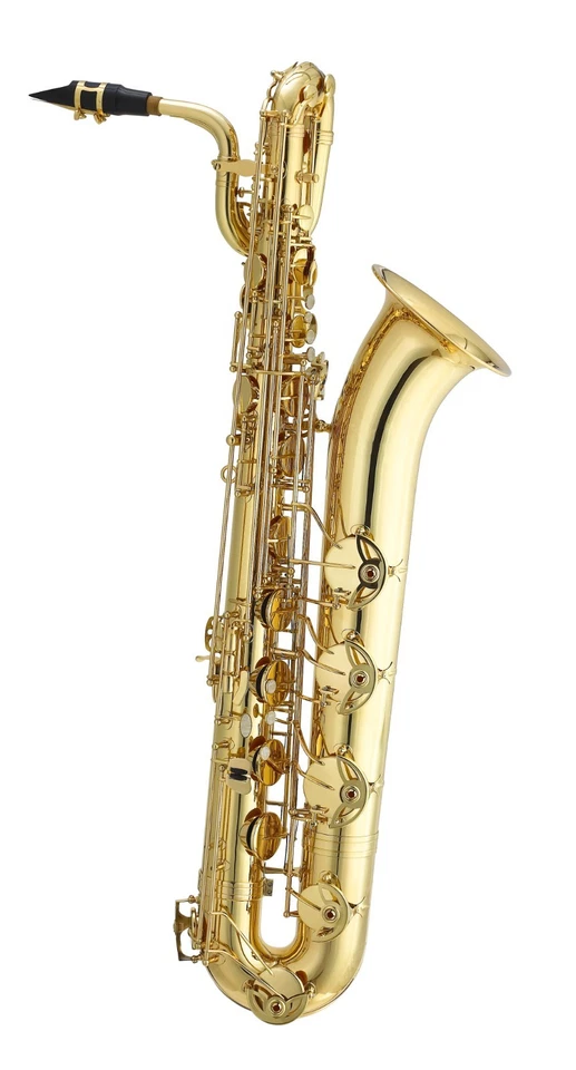 Saxofone barítono profissional Eastern Music -Corpo lacado a ouro e teclas -Baixo A - Imagem 3 de 4