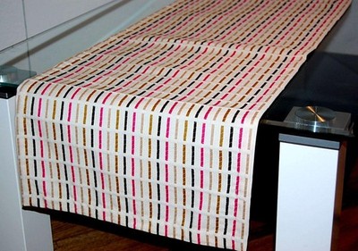 Tischläufer 50 x 150 Tischdecke Bestickt Tischwäsche Hossner Hondo Streifen Pink
