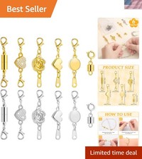 Magnetic Jewelry Clasps Assorted Sizes 12pcs Locking Necklace  Bracelet Clos...