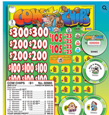 Pull Tab Tickets - Chips - Game - Pick Board - Cow chips - 3,955 ct